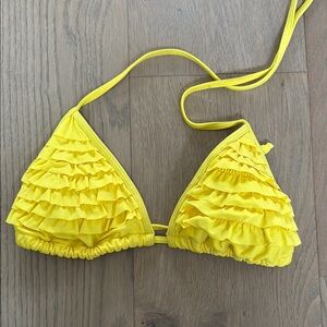 Yellow Ruffled Swim Top